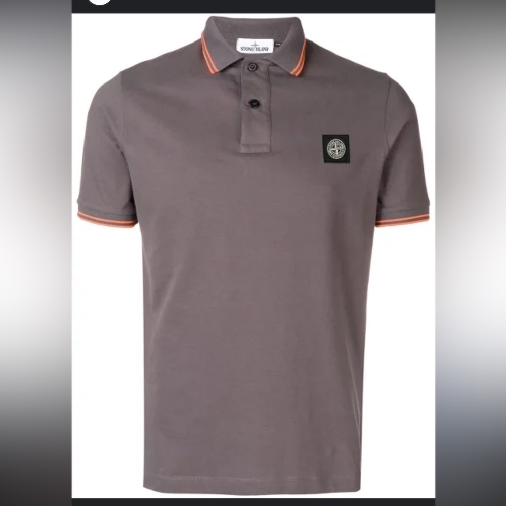 Stone Island Slim Fit Contrast Tipped Stretch Cotton Piqué Polo Shirt Men’s Sz M